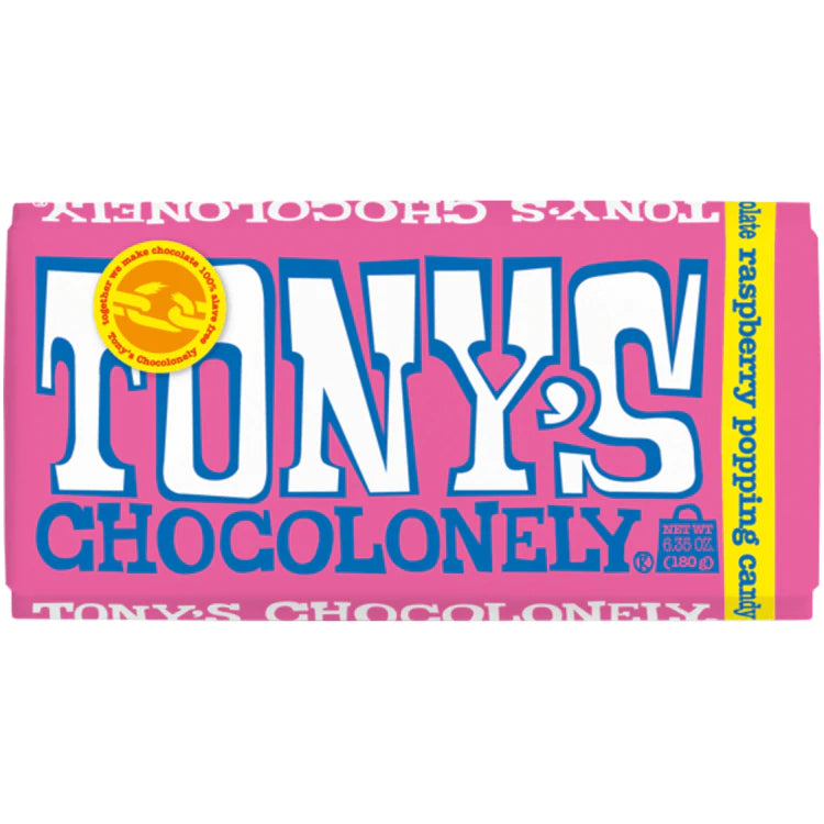 Tony's Chocolonely 15 x 180g - White Raspberry Popping Candy